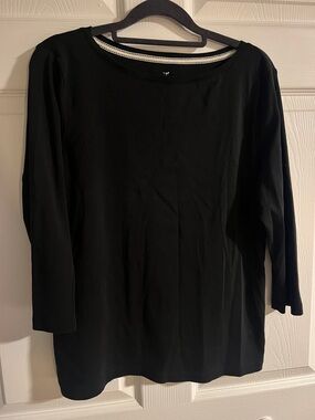 Talbots Black Long Sleeve Boatneck Top